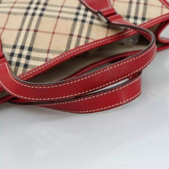 BURBERRY Nova Check Blue Label Hand Bag Canvas Beige Auth ac3491 - Picture 6 of 16